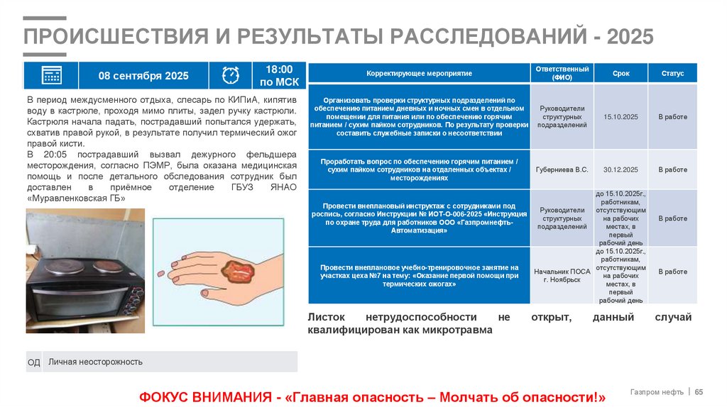 происшествия и результаты расследований - 2025