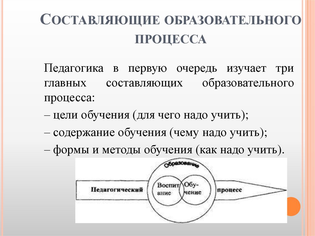 Составляющие образовательного процесса