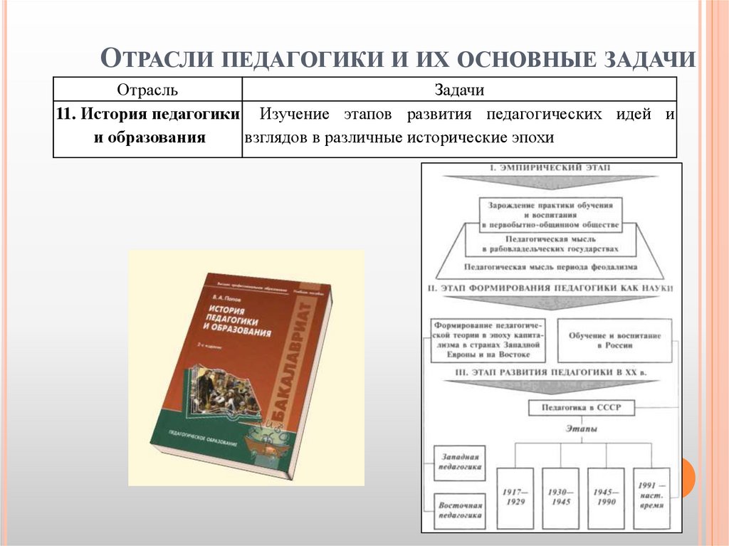 Отрасли педагогики и их основные задачи