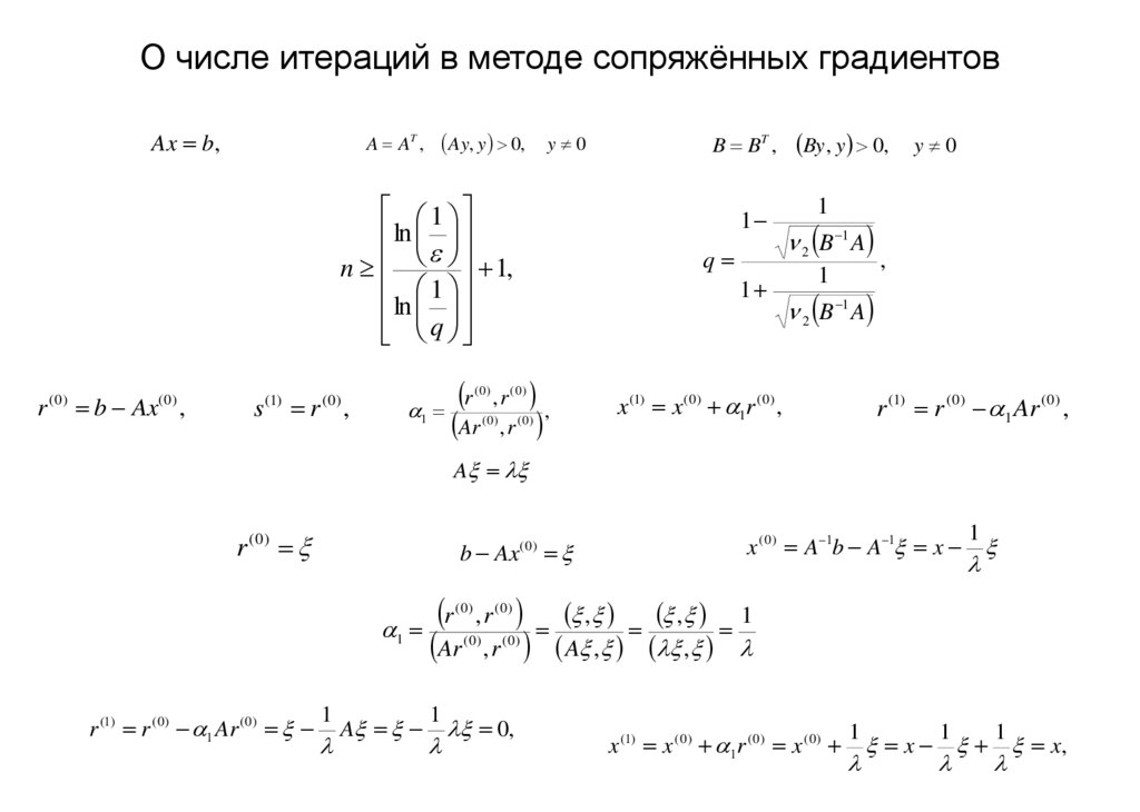 О числе итераций в методе сопряжённых градиентов
