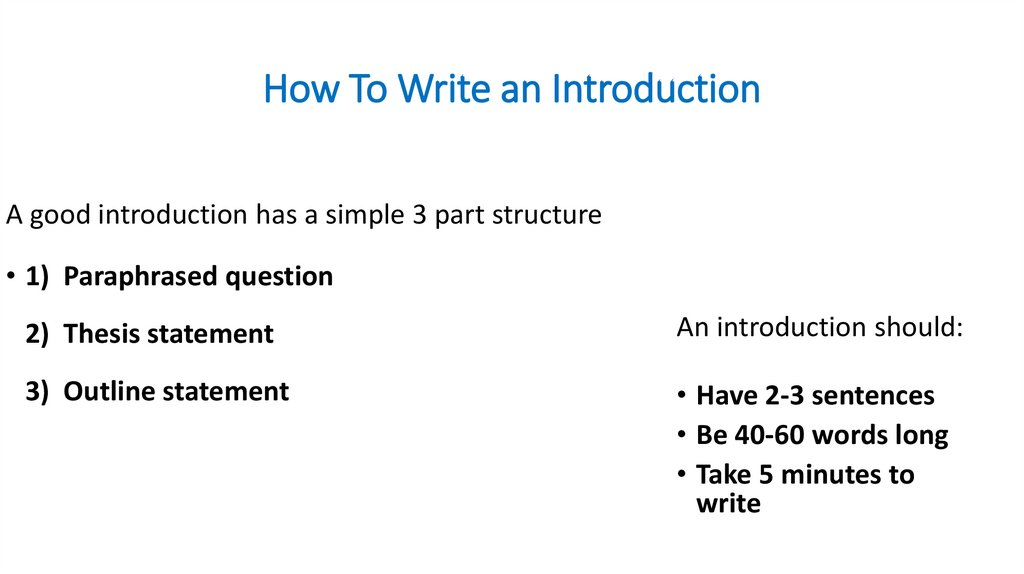 How To Write an Introduction