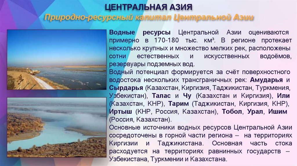 ЦЕНТРАЛЬНАЯ АЗИЯ Природно-ресурсный капитал Центральной Азии