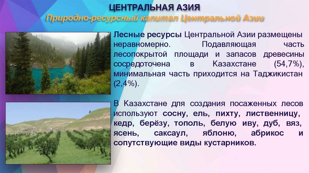 ЦЕНТРАЛЬНАЯ АЗИЯ Природно-ресурсный капитал Центральной Азии