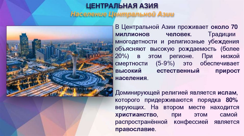 ЦЕНТРАЛЬНАЯ АЗИЯ Население Центральной Азии