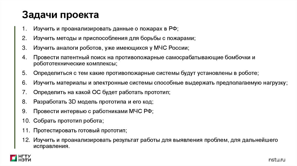 Задачи проекта