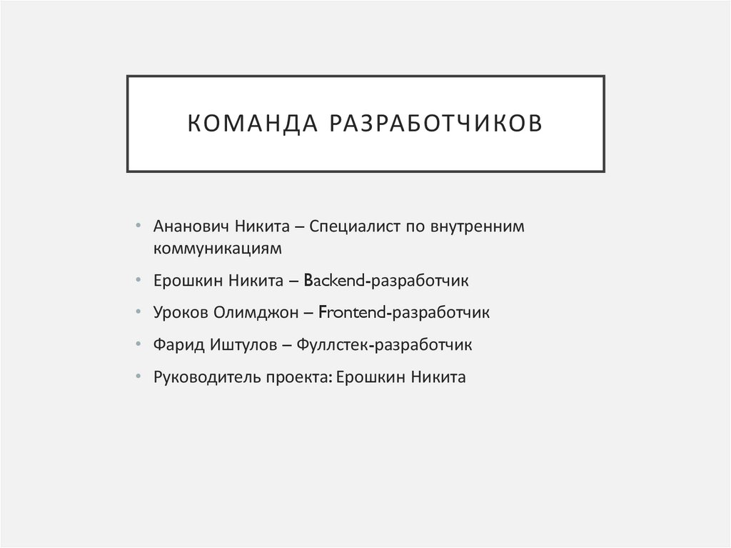 Команда разработчиков
