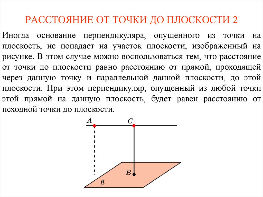 РАССТОЯНИЕ ОТ ТОЧКИ ДО ПЛОСКОСТИ 2