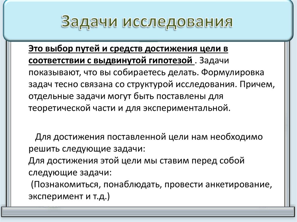 Задачи исследования