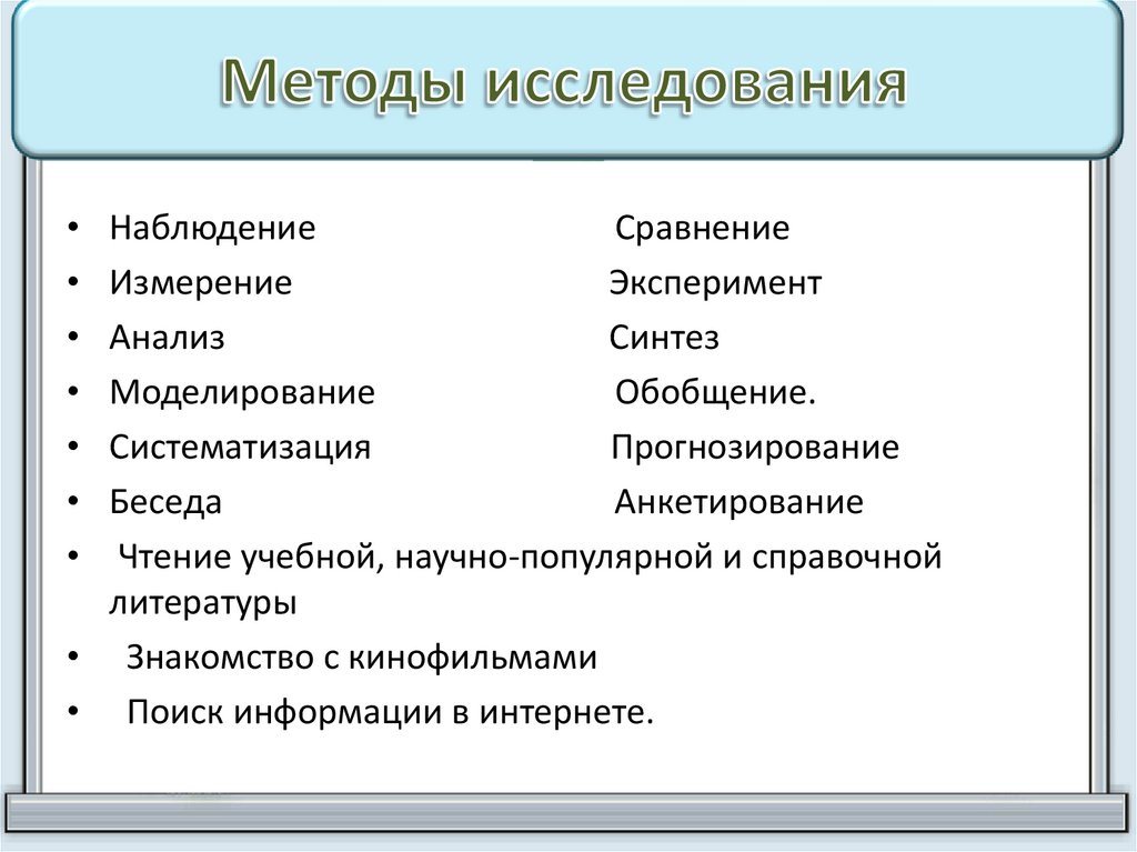 Методы исследования