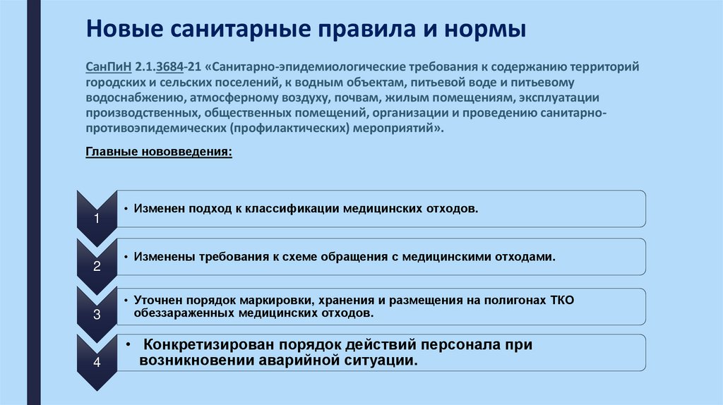 Новые санитарные правила и нормы
