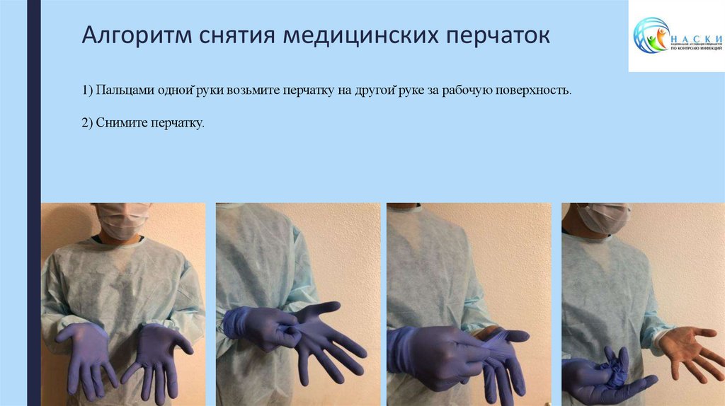 Алгоритм снятия медицинских перчаток