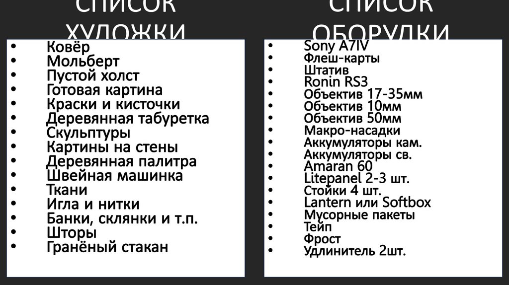 СПИСОК ХУДОЖКИ