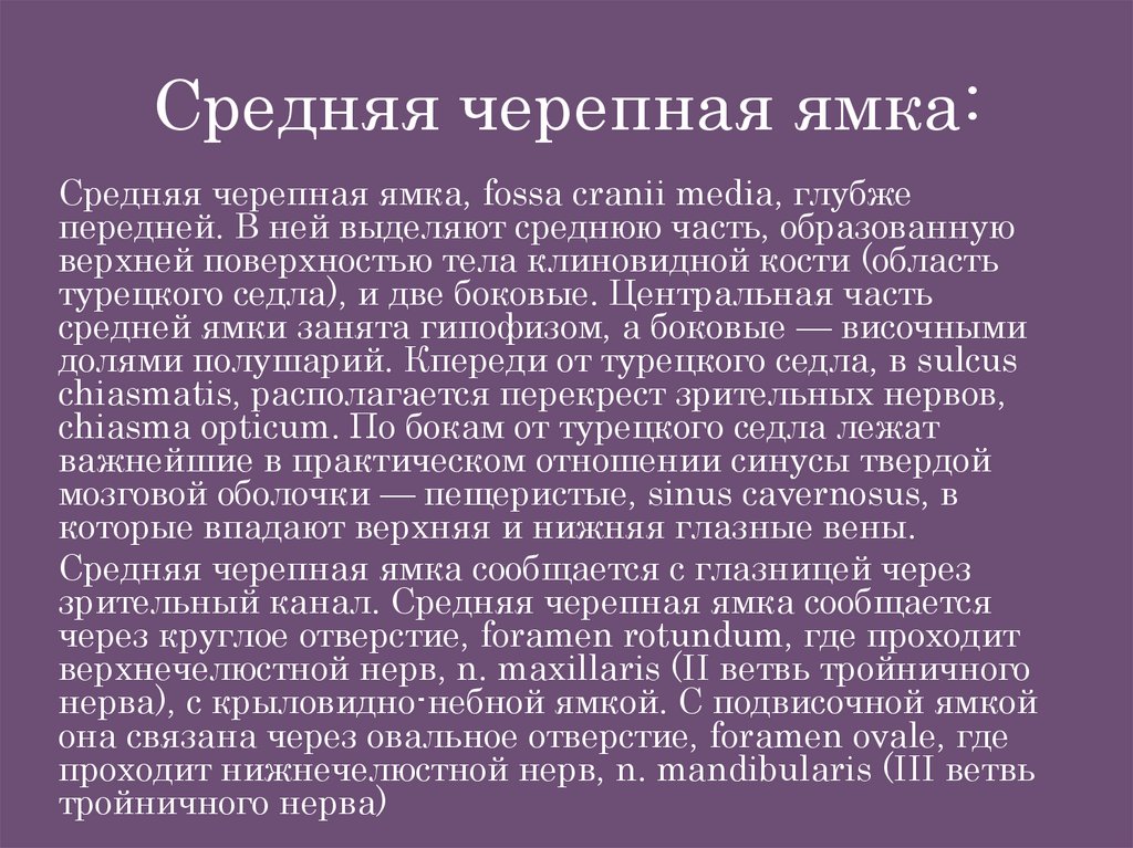 Средняя черепная ямка: