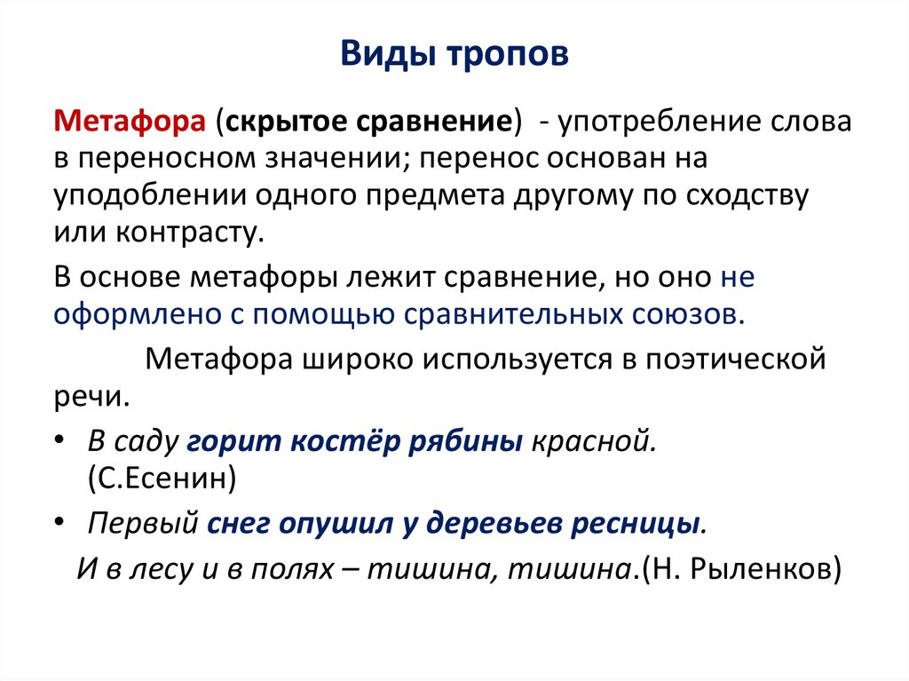 Виды тропов