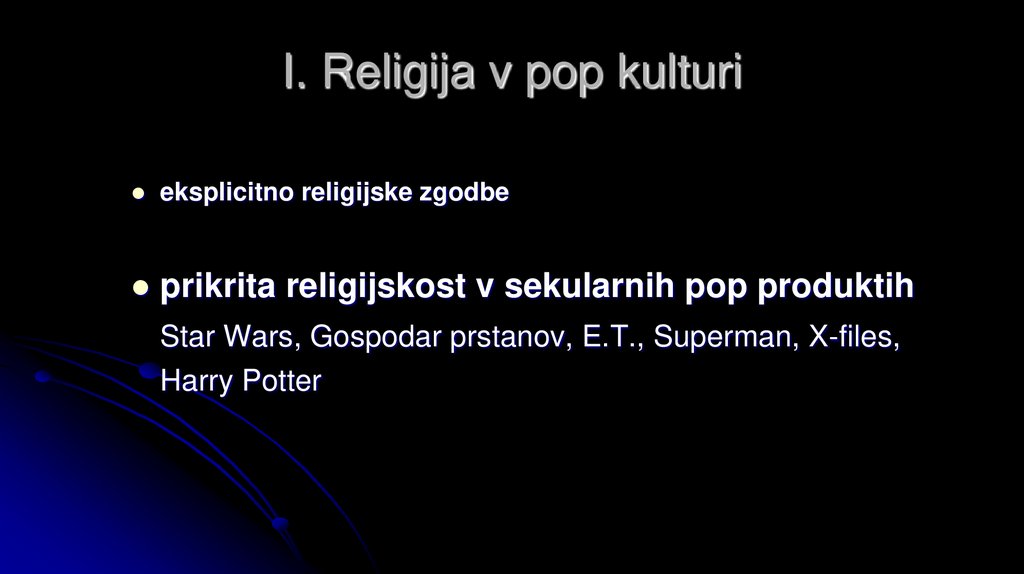 I. Religija v pop kulturi