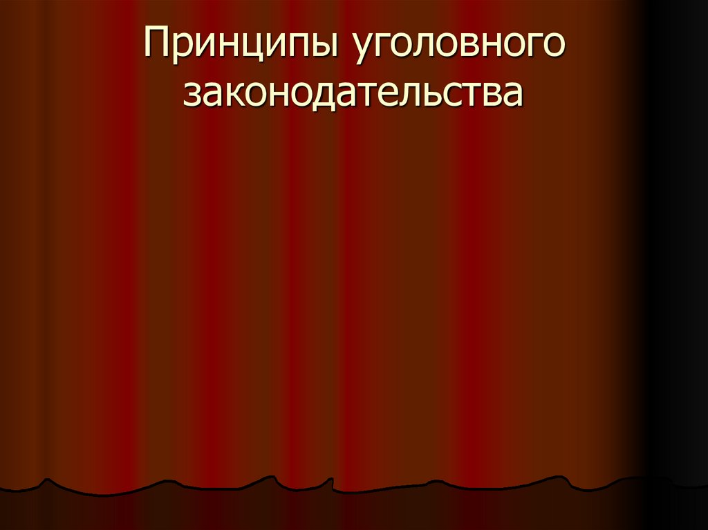 Принципы уголовного законодательства