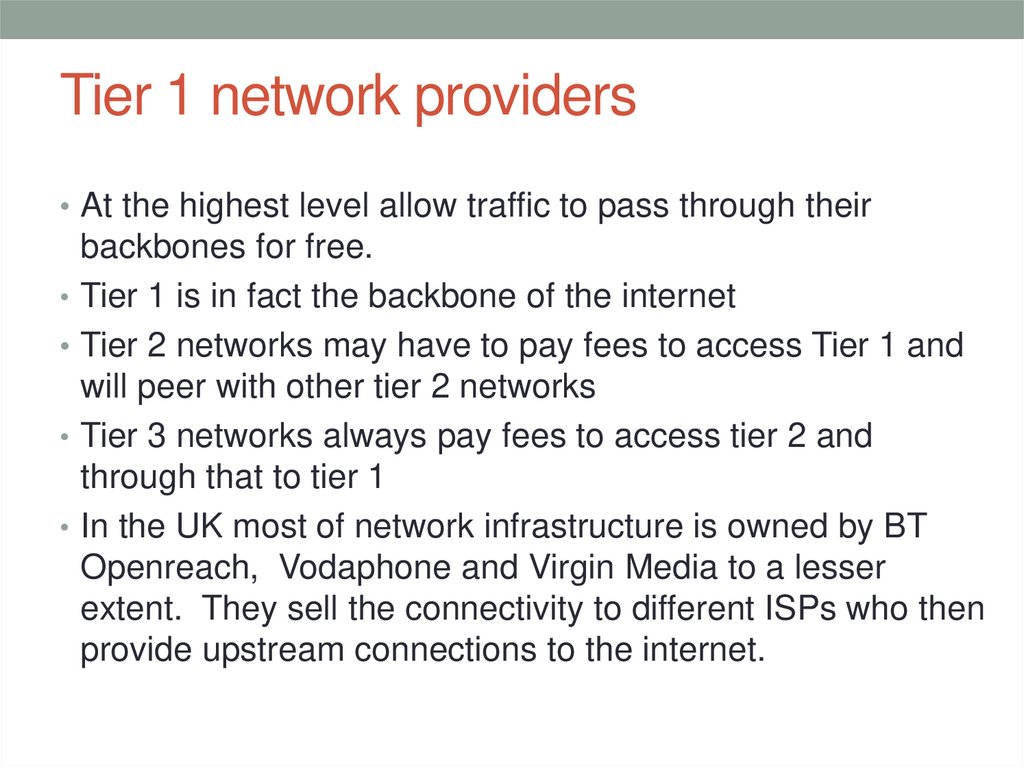 Tier 1 network providers