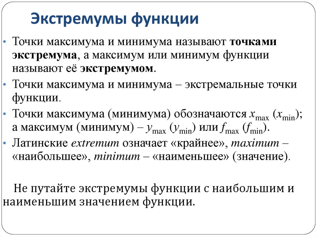 Экстремумы функции
