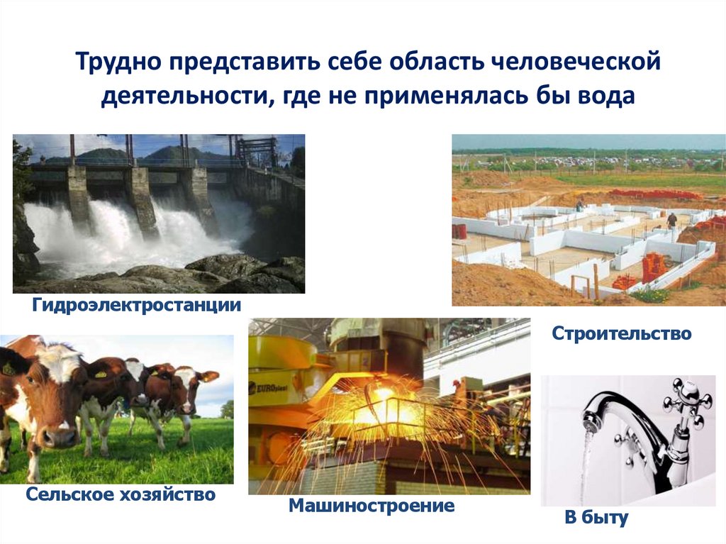 Трудно представить себе область человеческой деятельности, где не применялась бы вода