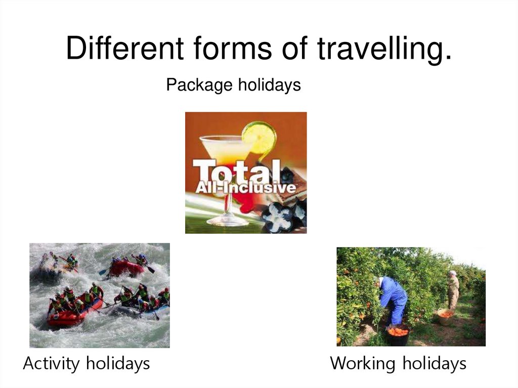 Different forms of travelling.