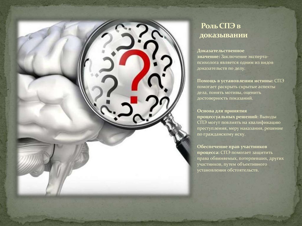  Роль СПЭ в доказывании