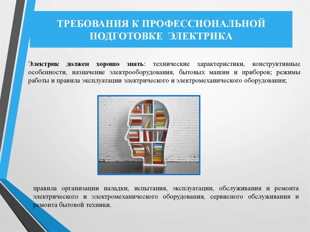 ТРЕБОВАНИЯ К ПРОФЕССИОНАЛЬНОЙ ПОДГОТОВКЕ ЭЛЕКТРИКА