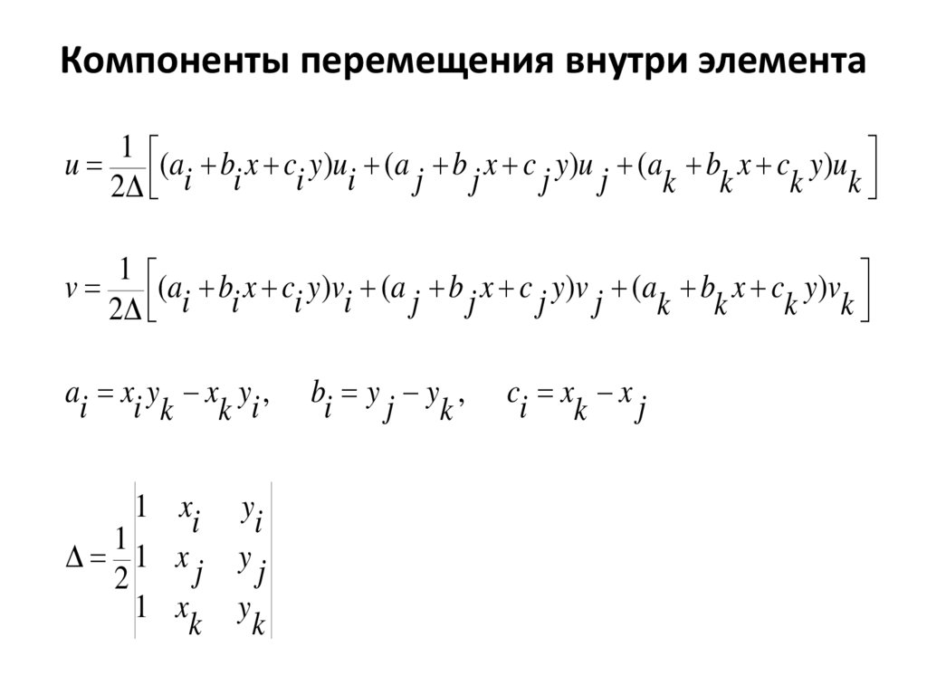 Компоненты перемещения внутри элемента