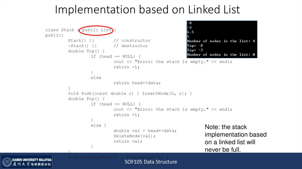 Implementation based on Linked List
