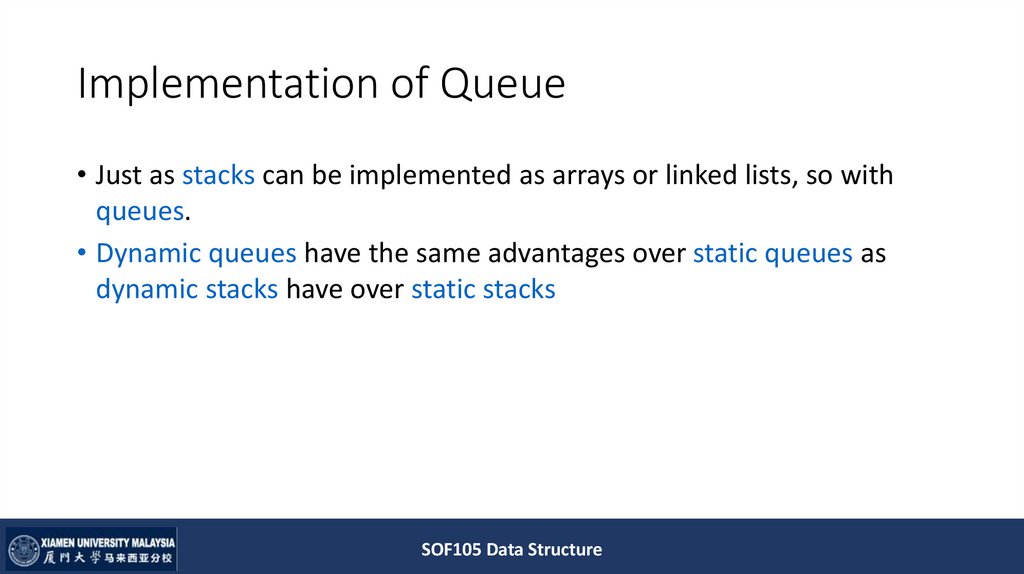 Implementation of Queue