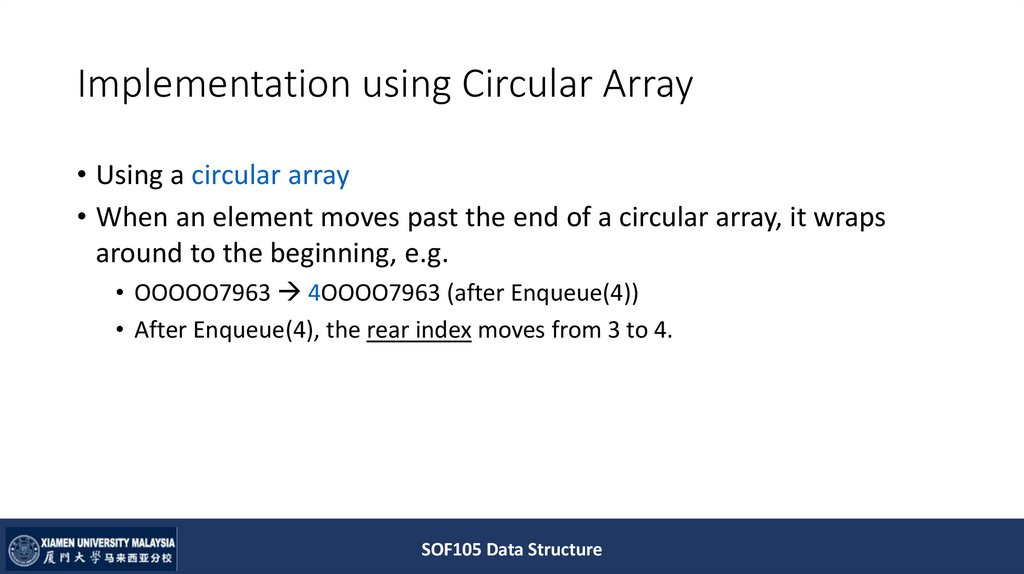 Implementation using Circular Array