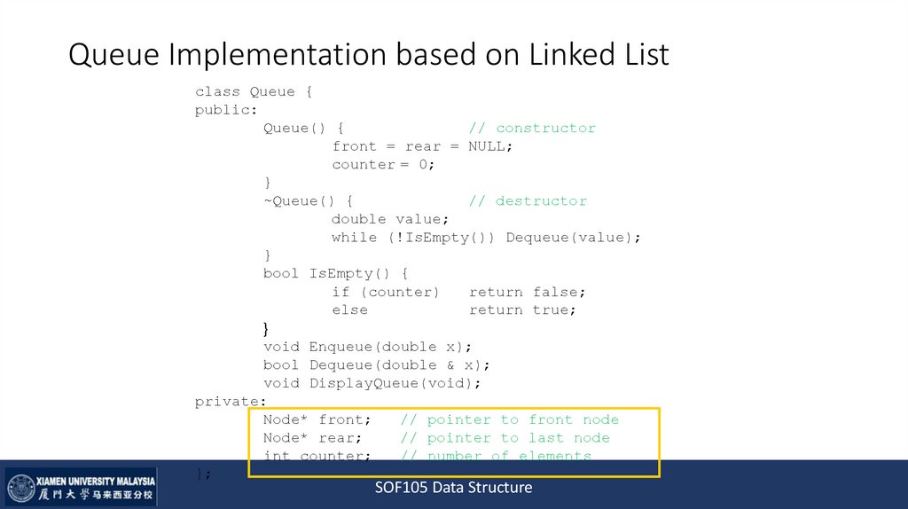 Queue Implementation based on Linked List