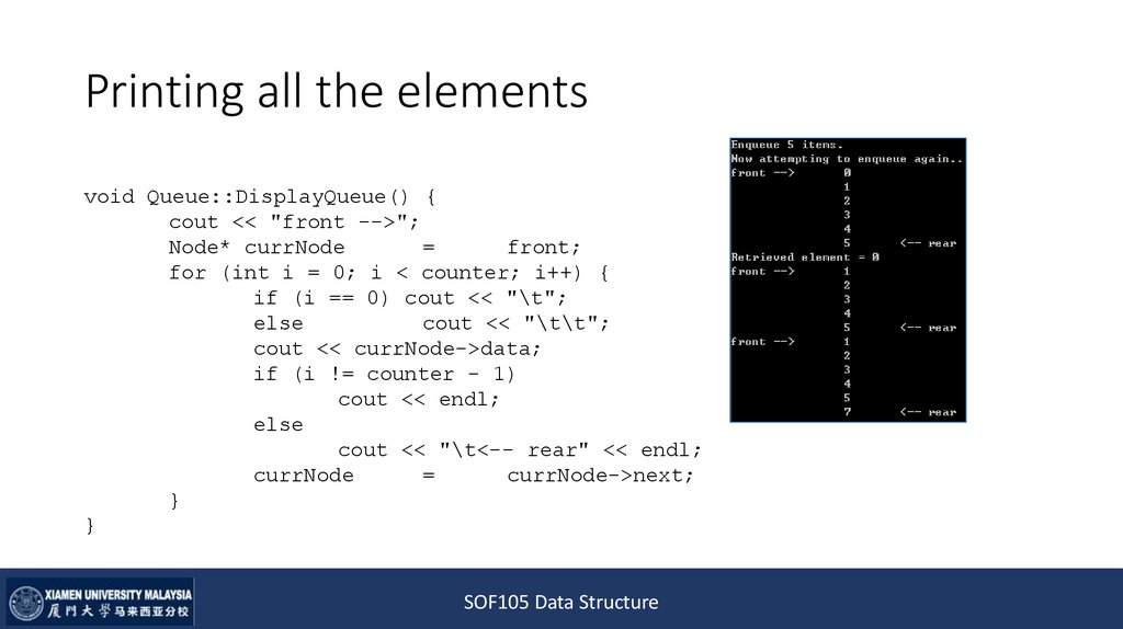Printing all the elements