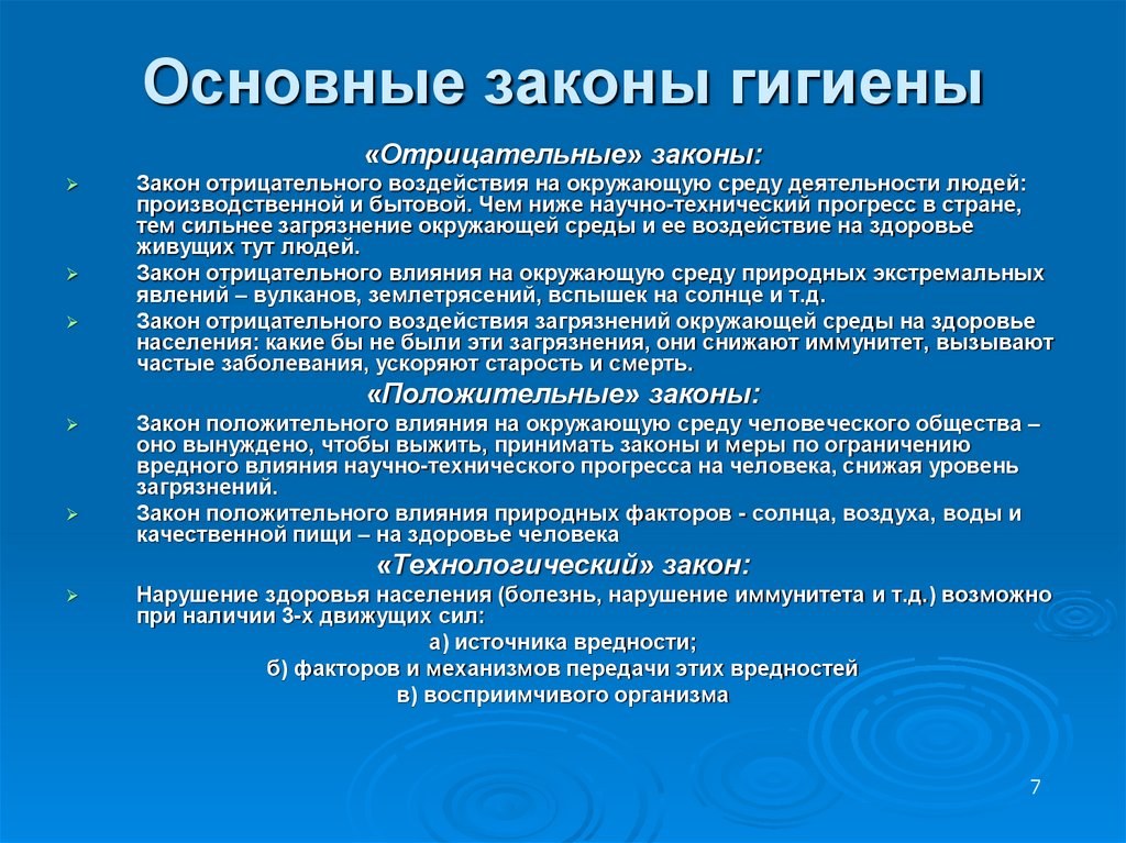 Основные законы гигиены