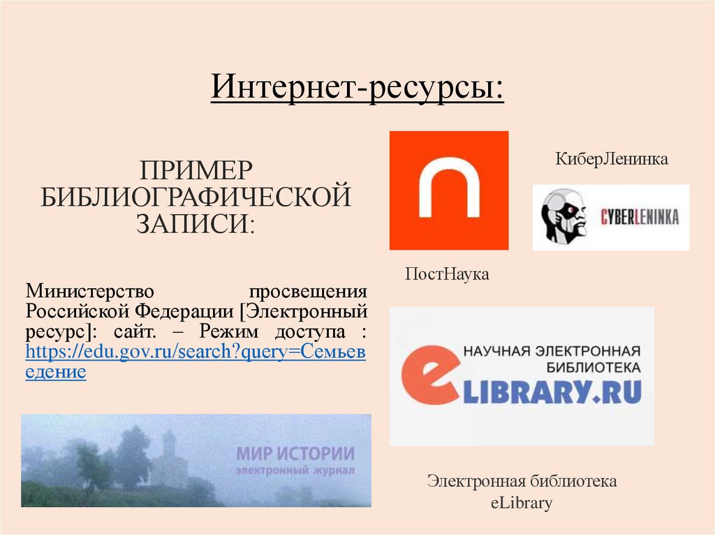 Интернет-ресурсы: