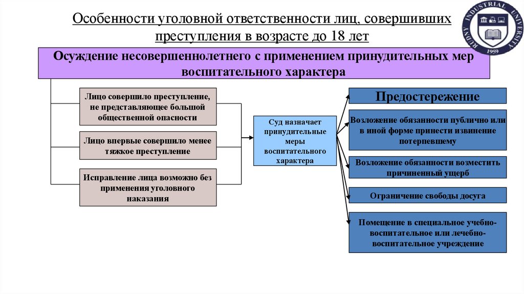 Особенности уголовной ответственности лиц, совершивших преступления в возрасте до 18 лет