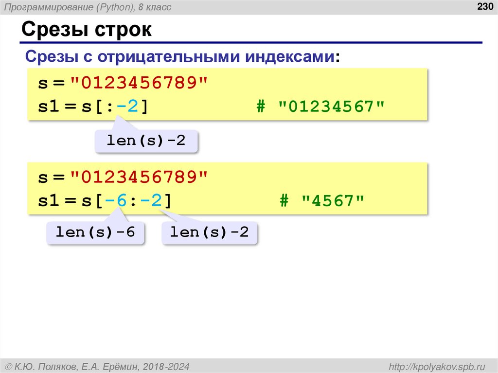 Срезы строк (выделение части строки)