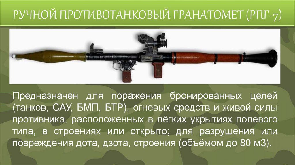 РУЧНОЙ ПРОТИВОТАНКОВЫЙ ГРАНАТОМЕТ (РПГ-7)