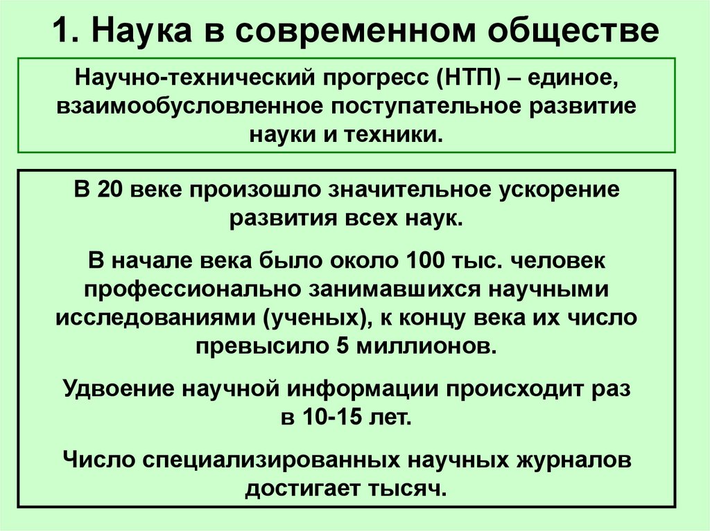 1. Наука в современном обществе