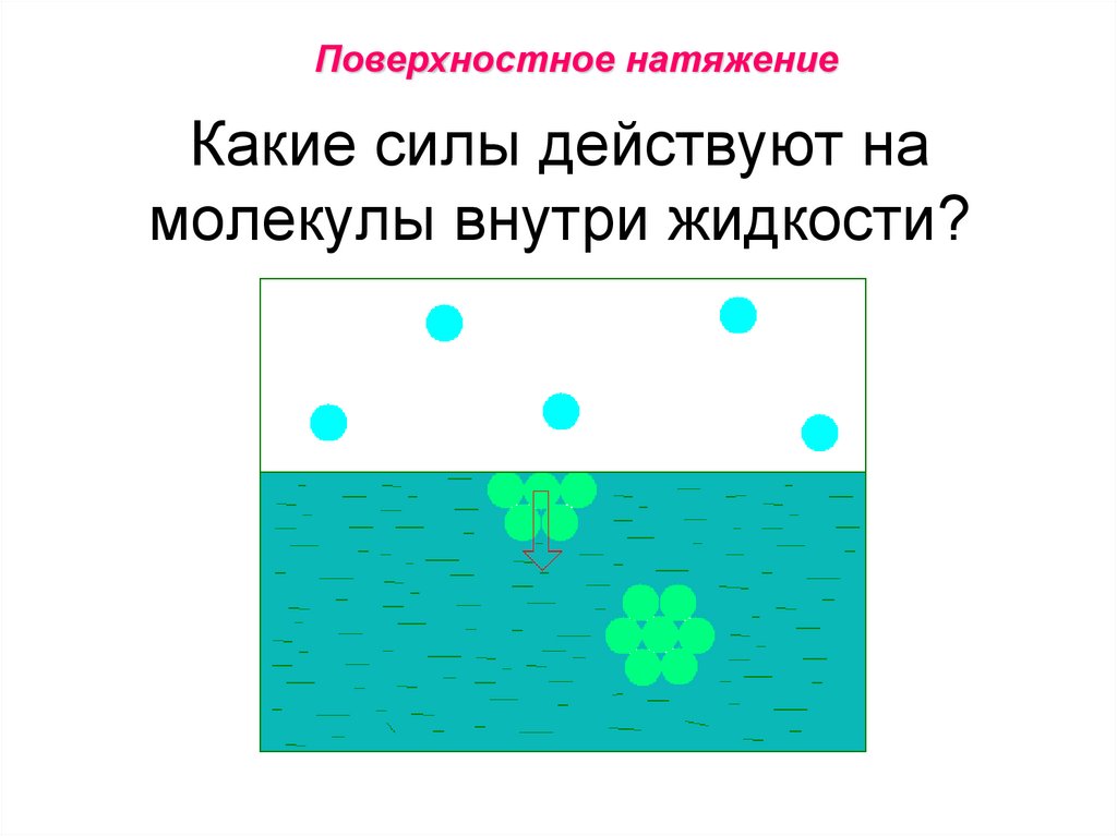 Какие силы действуют на молекулы внутри жидкости?