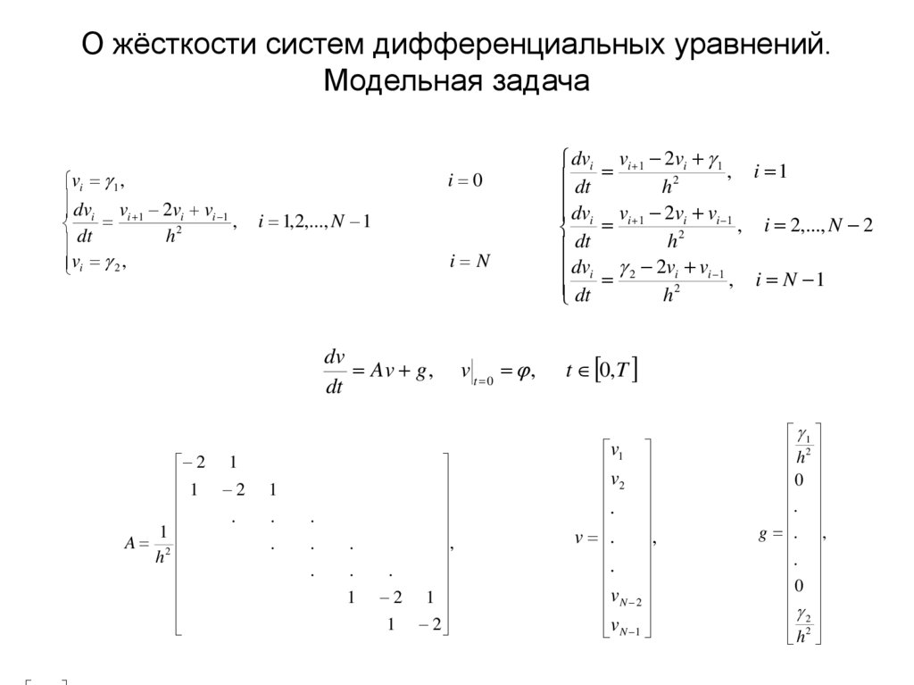 О жёсткости систем дифференциальных уравнений. Модельная задача