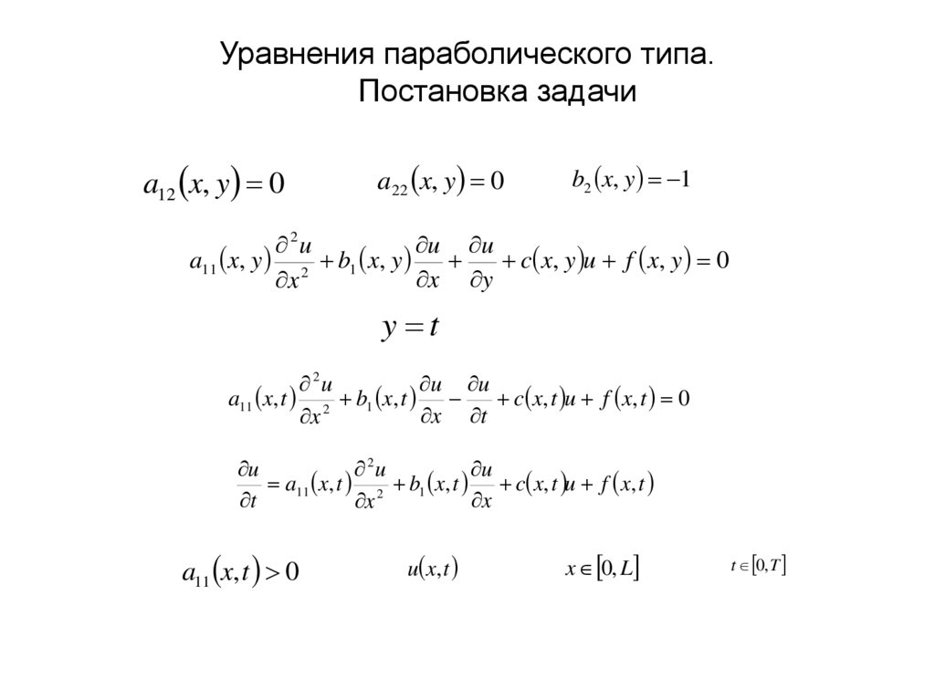 Уравнения параболического типа. Постановка задачи