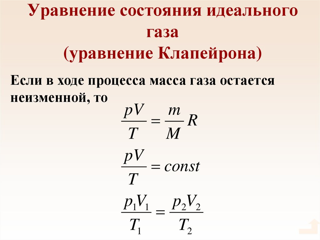 Уравнение состояния идеального газа (уравнение Клапейрона)