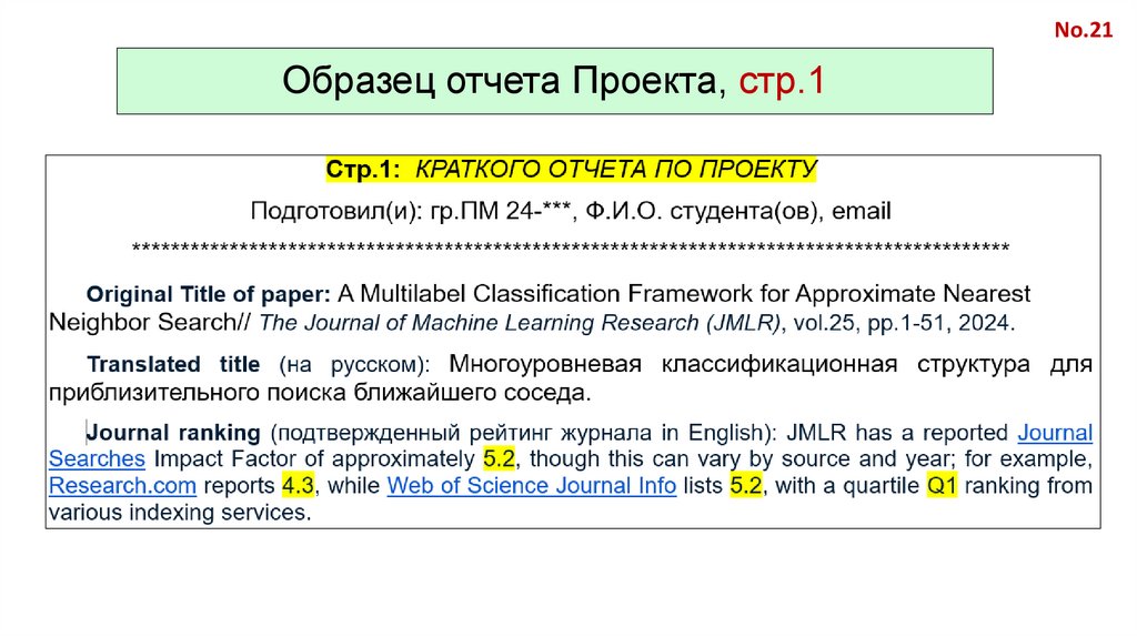 Образец отчета Проекта, стр.1