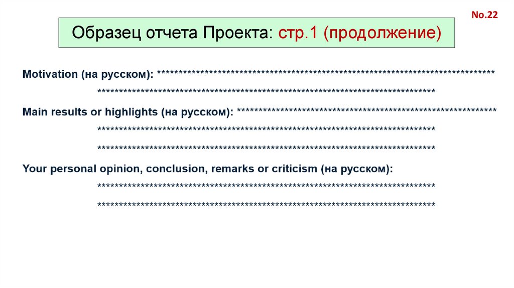 Образец отчета Проекта: стр.1 (продолжение)