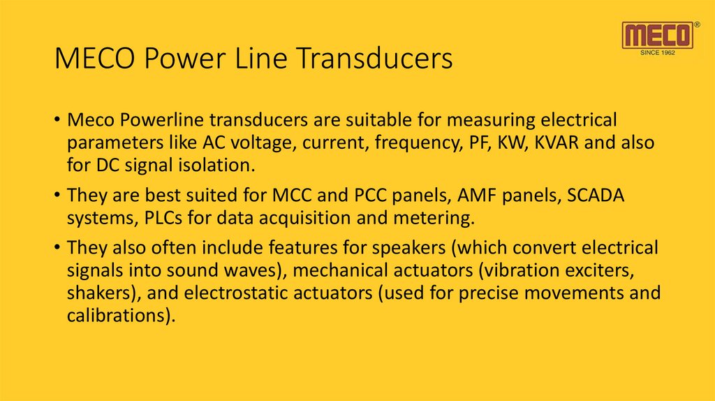 MECO Power Line Transducers