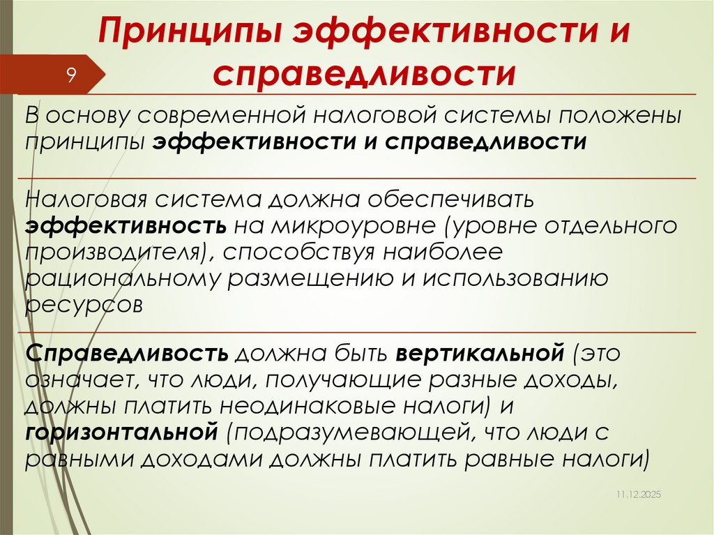 Принципы эффективности и справедливости