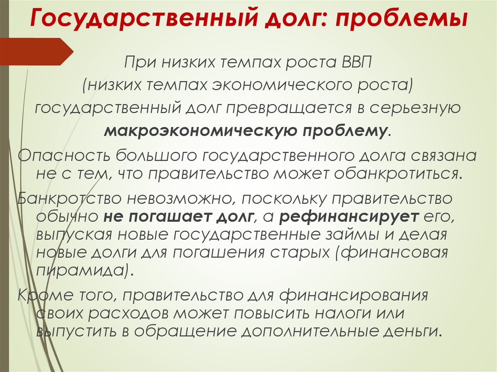 Государственный долг: проблемы