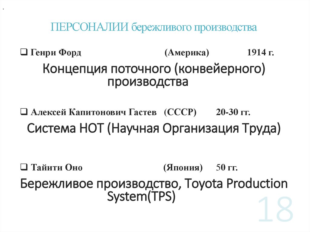 ПЕРСОНАЛИИ бережливого производства