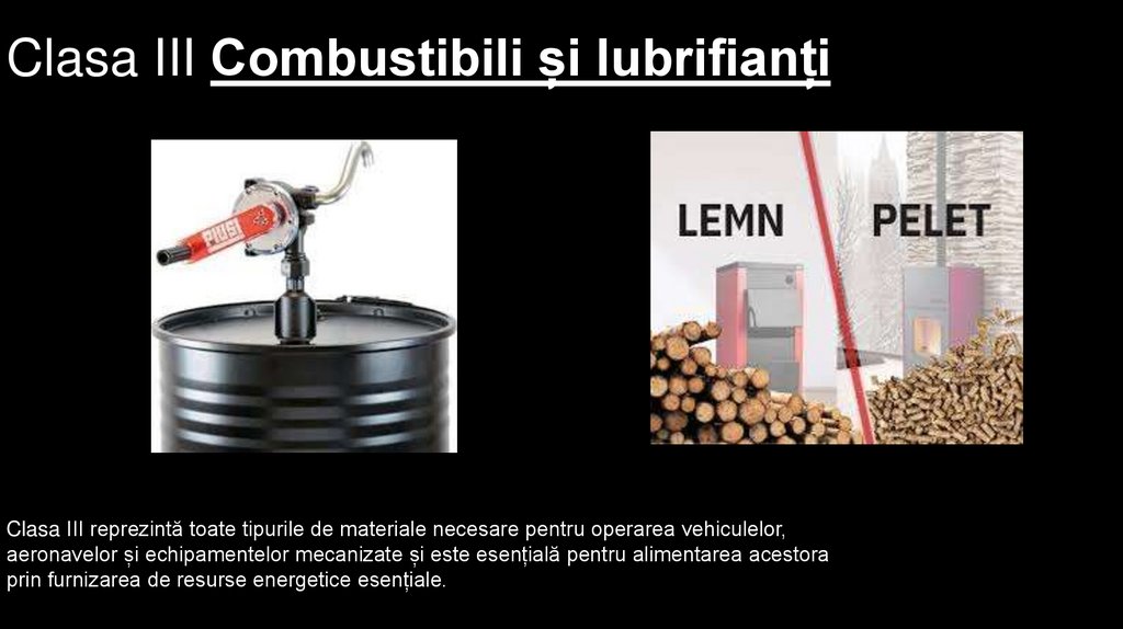 Clasa III Combustibili și lubrifianți
