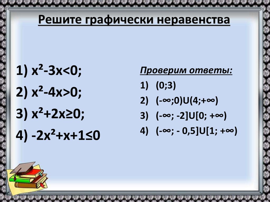 Решите графически неравенства